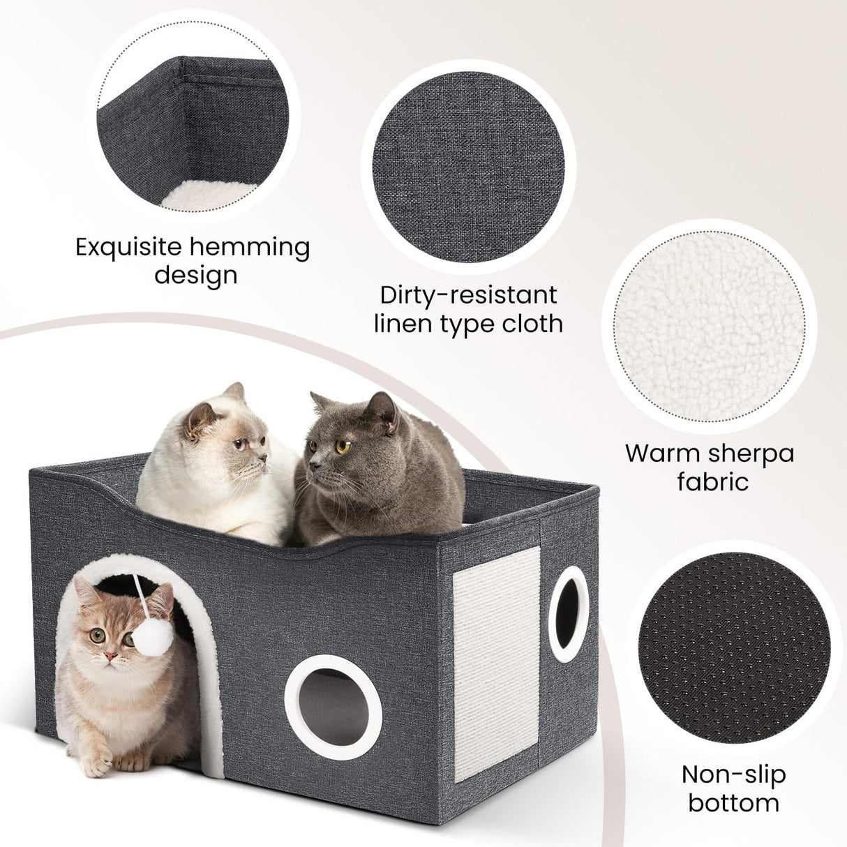 Casa para Gatos Heeyoo - Cueva Grande con Rascador y Pelota