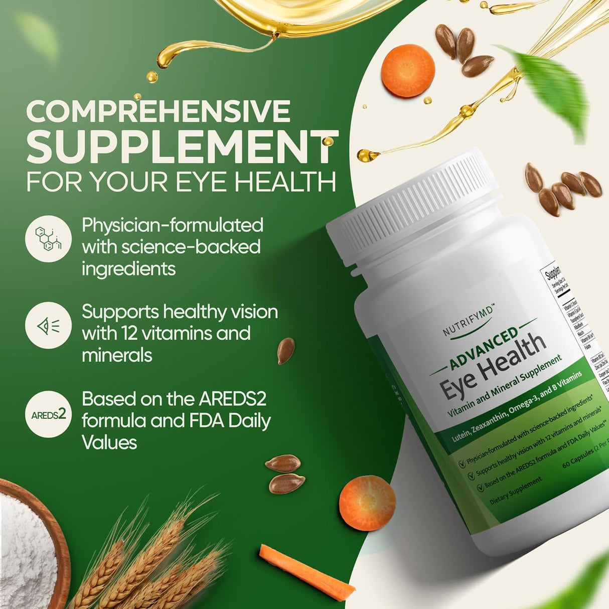 Suplemento vitamínico y mineral con luteína  omega-3 60 cáp