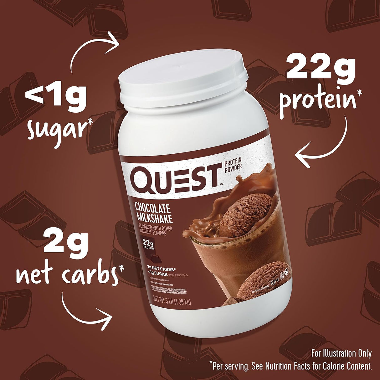 Proteína en polvo Quest, 22g proteína, 1g azúcar, 3 lb