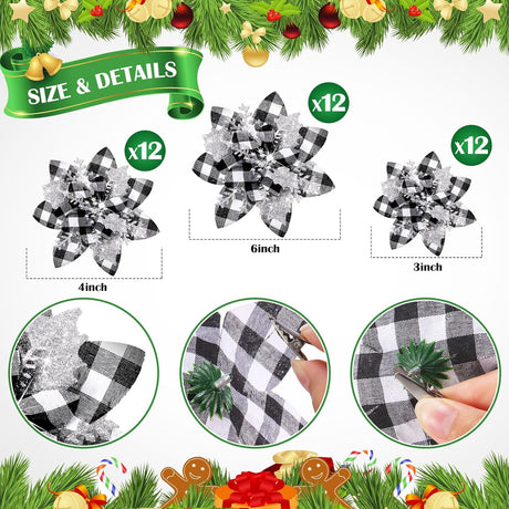 Flores Poinsettia Artificiales, Decoraciones Navidad, 36 Pcs