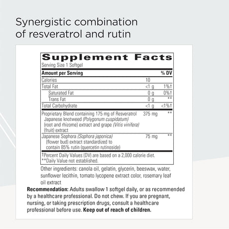 Suplemento Resveratrol Ultra HP 175 mg Soporte Cardiovascula