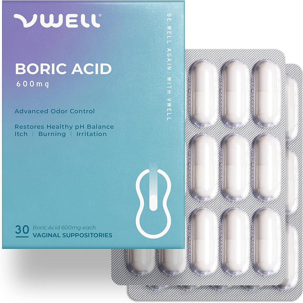 Supositorios vaginales de ácido bórico, paquete  de 30 unid