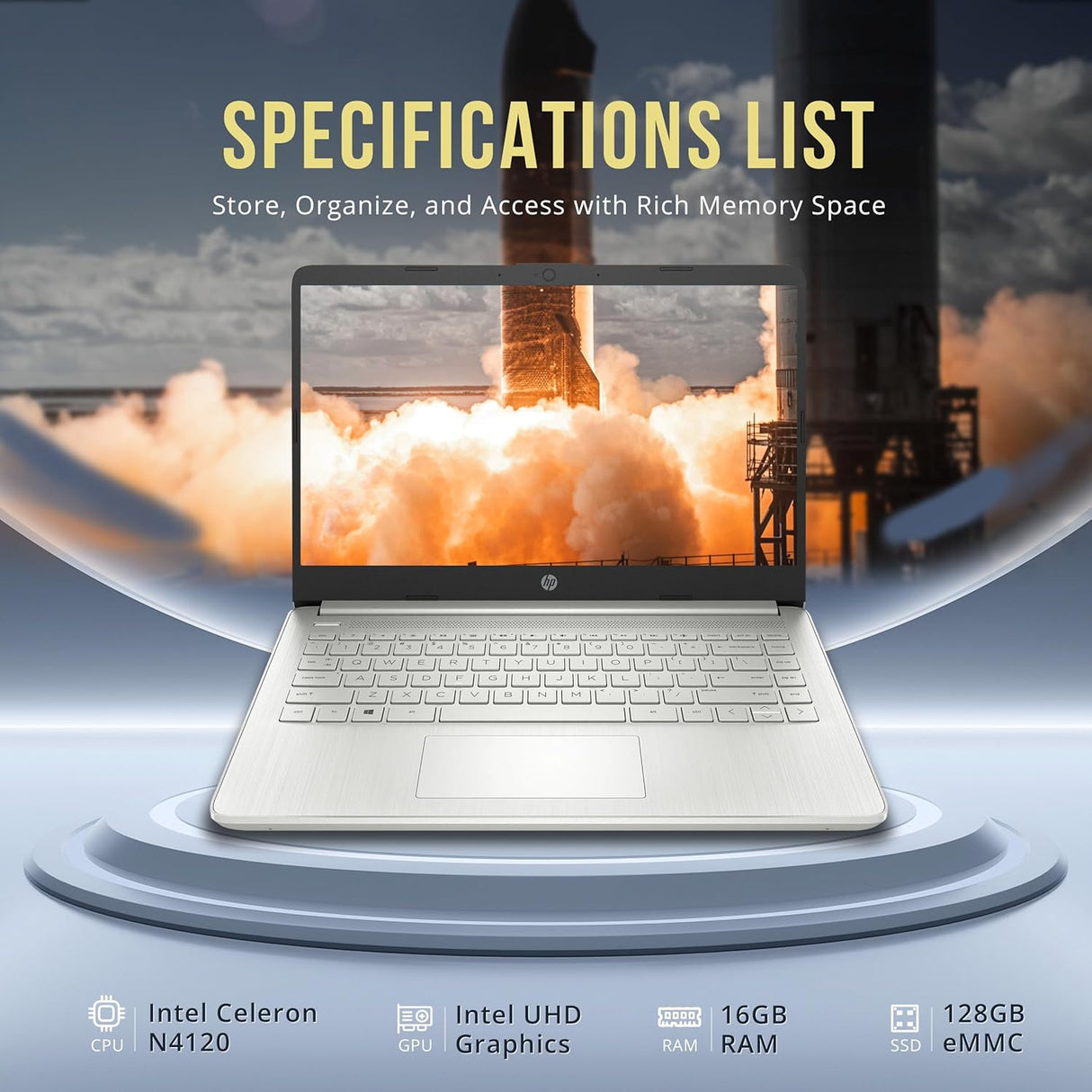 Laptop HP Stream 14, Intel Celeron N4120, 16GB RAM, Win 11 S
