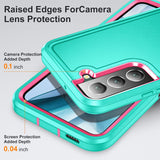 BaHaHoues Funda para Samsung Galaxy S22, Samsung S22 con soporte integrado, a prueba de golpes, polvo y caídas, de grado militar, funda protectora para Galaxy S22 5G de 6.1 pulgadas (azul aguamarina/rosa)