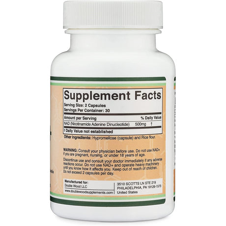 Suplemento NAD Booster 500 mg de 95% de NAD+ de nicotinamida