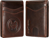 Carteras hombre delgadas cuero con pantera y barrera RFID