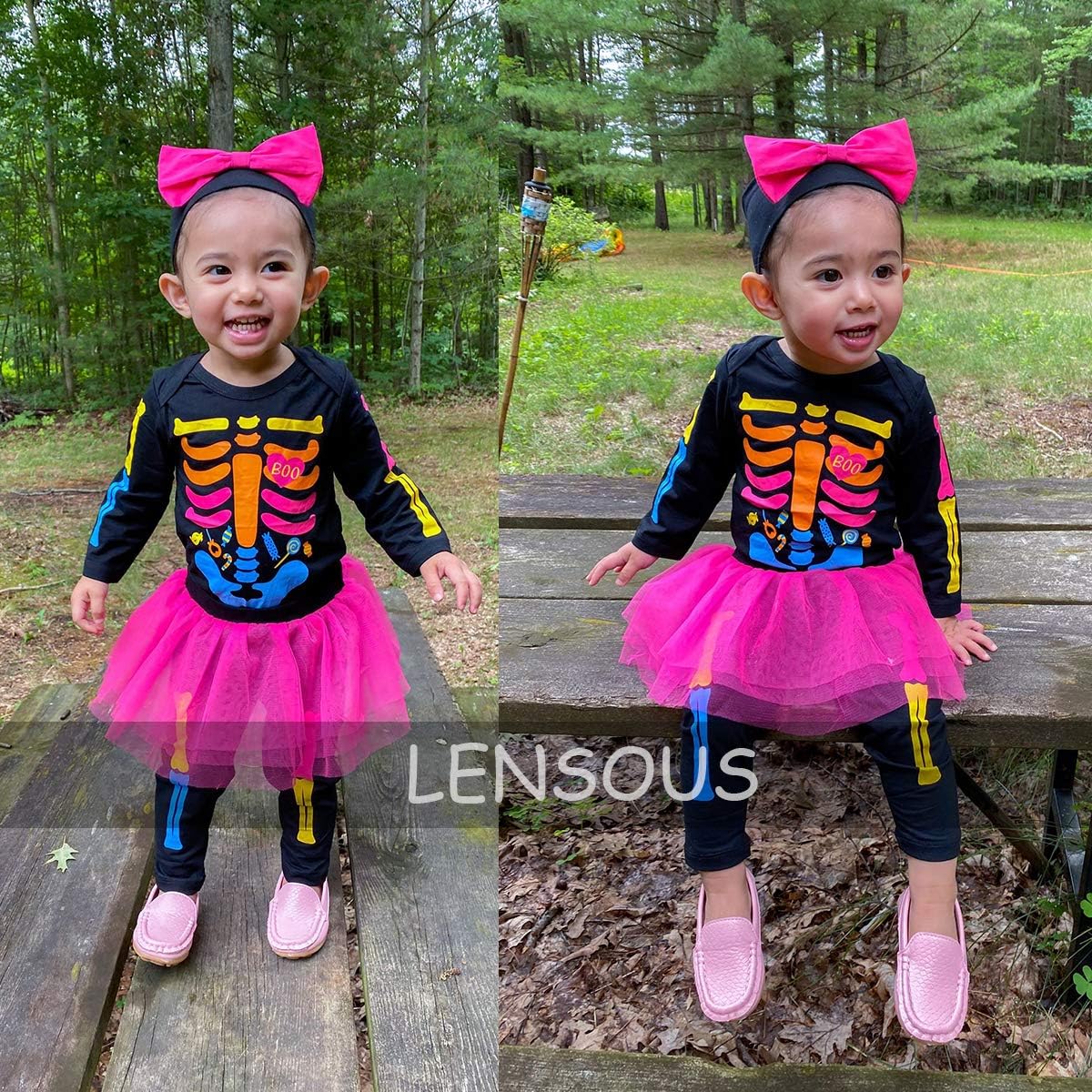 Disfraz Halloween Bebé Niña LENSOUS Mono Calavera y Falda Tulle