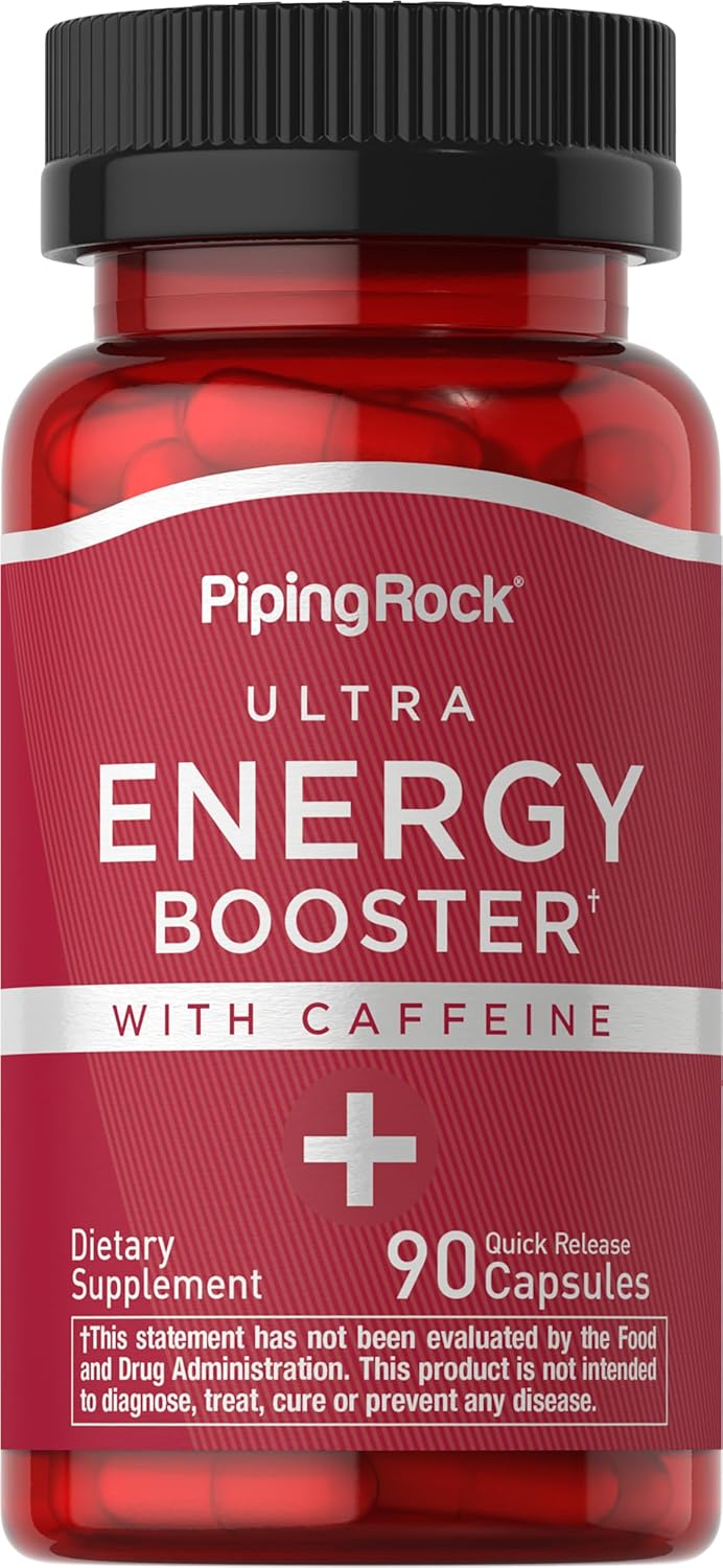 Suplemento energético Piping Rock con cafeína 90 cápsulas