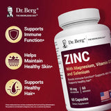 Dr. Berg Zinc 30mg con Magnesio, D3, Selenio y Cobre, 60 cápsulas