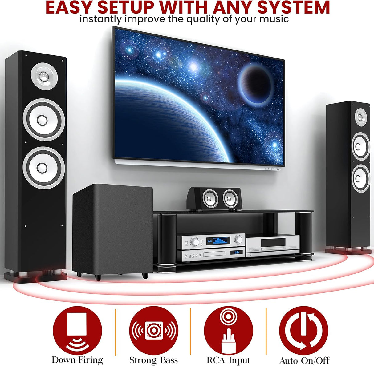 Subwoofer activo de disparo hacia abajo 10 pulgadas