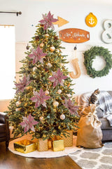 Flores Poinsettia Briful 12'' Artificiales para Decoraciones Navidad