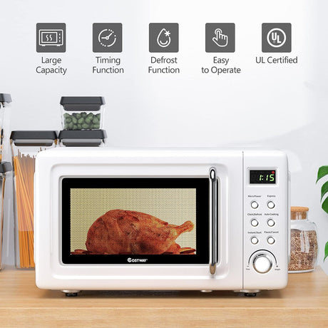 Microondas Retro COSTWAY 0.7 Cu.ft, 700W, 5 Potencias, LED