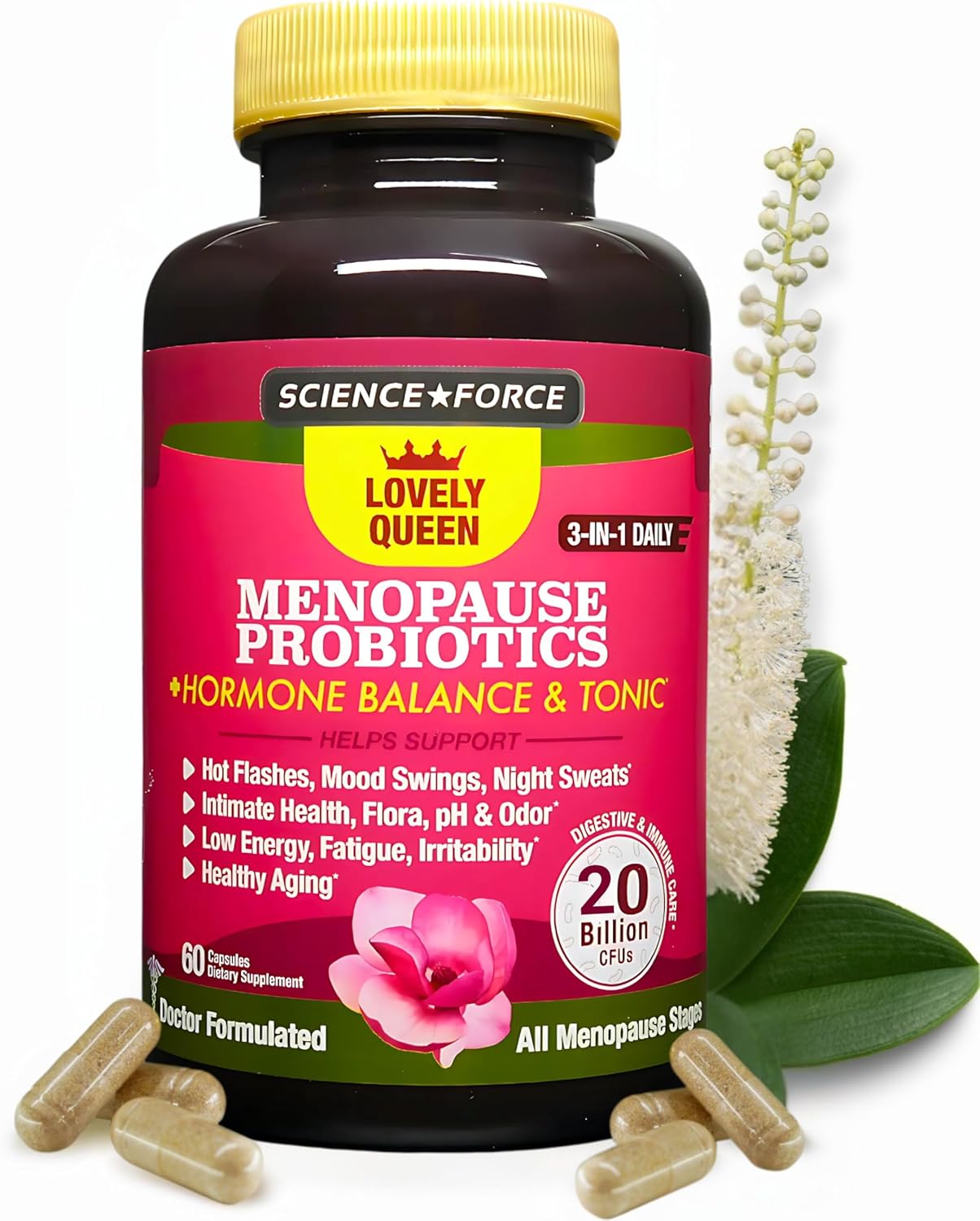 Suplemento para Menopausia, Equilibrio Hormonal, Peso, 60 cápsulas