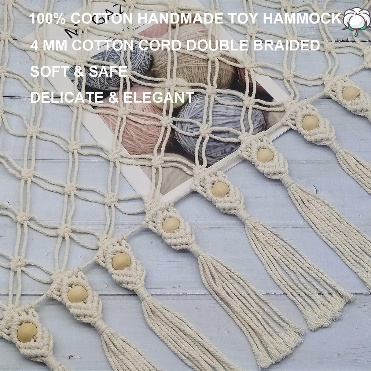 Red de Animales de Peluche, Boho, Macrame, con Luces LED
