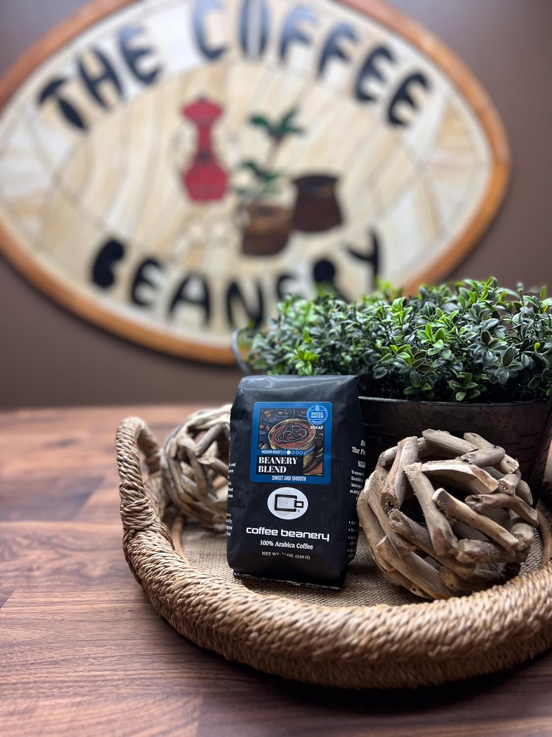 Café Decaf Beanery Blend SWP 12oz Molido Tostado Claro-Medio