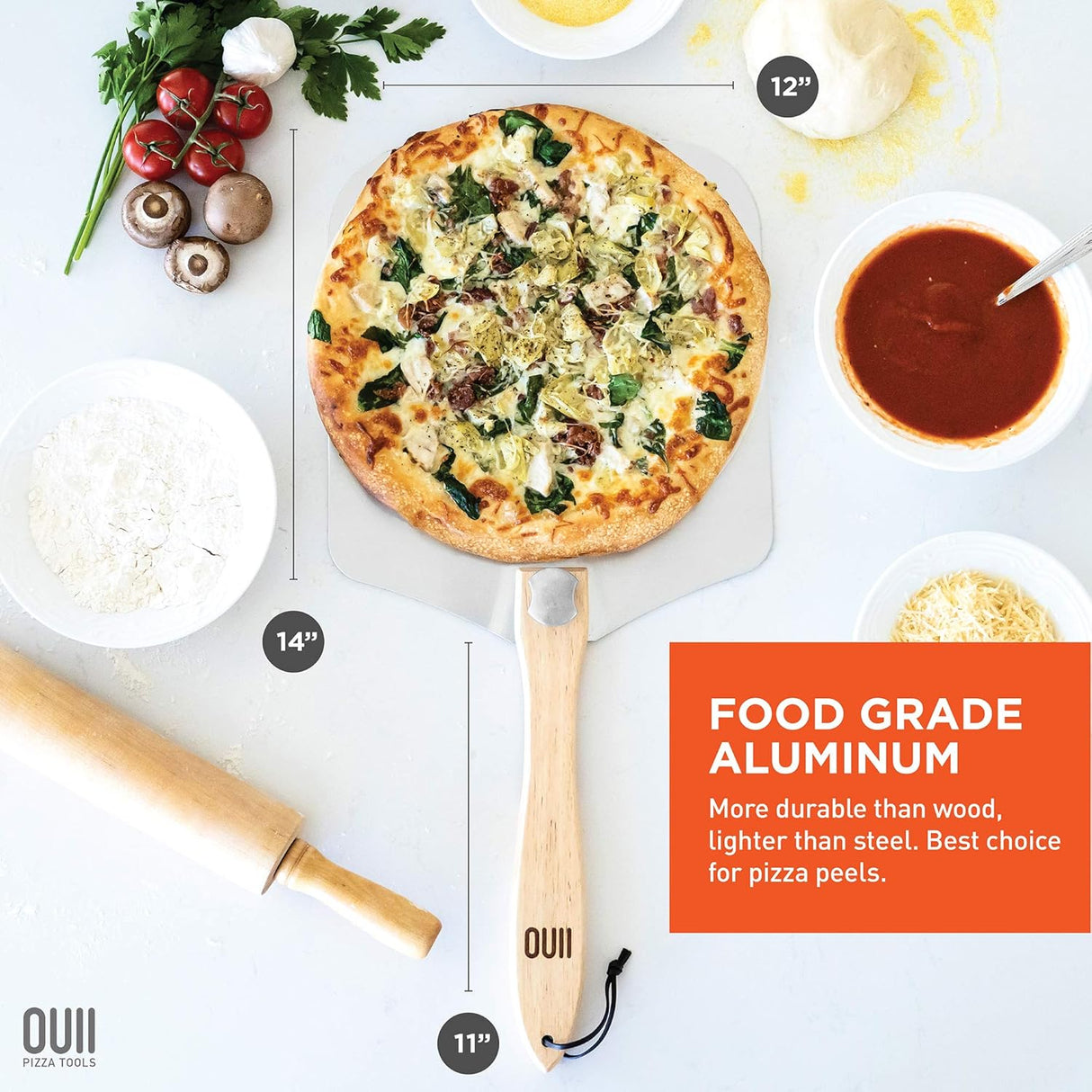 Pala de Pizza con Cortador - 12x14 Metal, Ooni, Blackstone