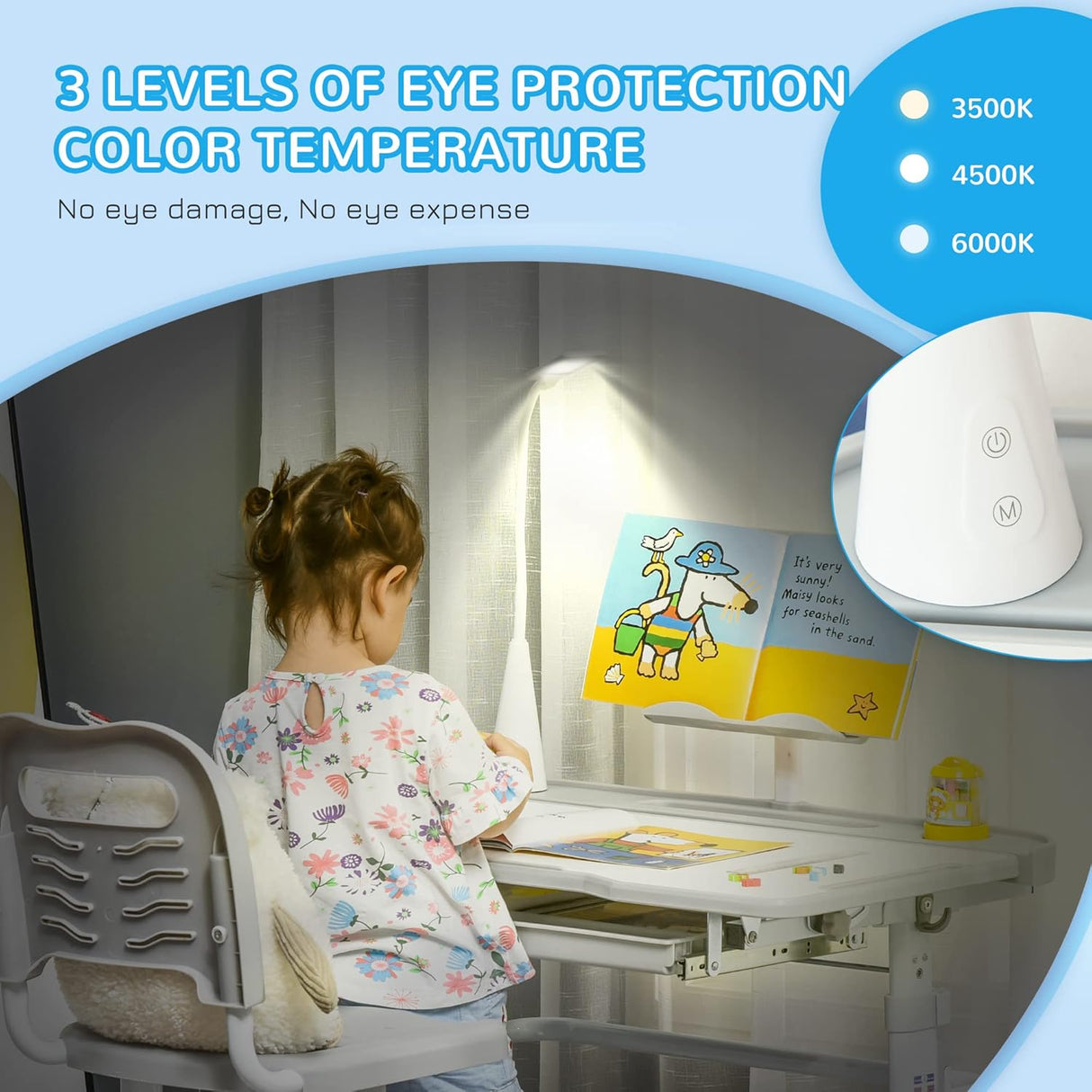 Escritorio y silla ajustables para niños con accesorios