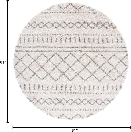 Alfombra Redonda de Pila Alta, Diseño Marroquí, Modelo ASG741F-5R