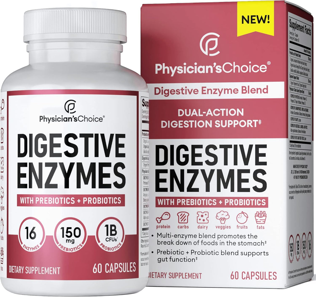 Suplementos Enzimas digestivas potentes prebióticos salud