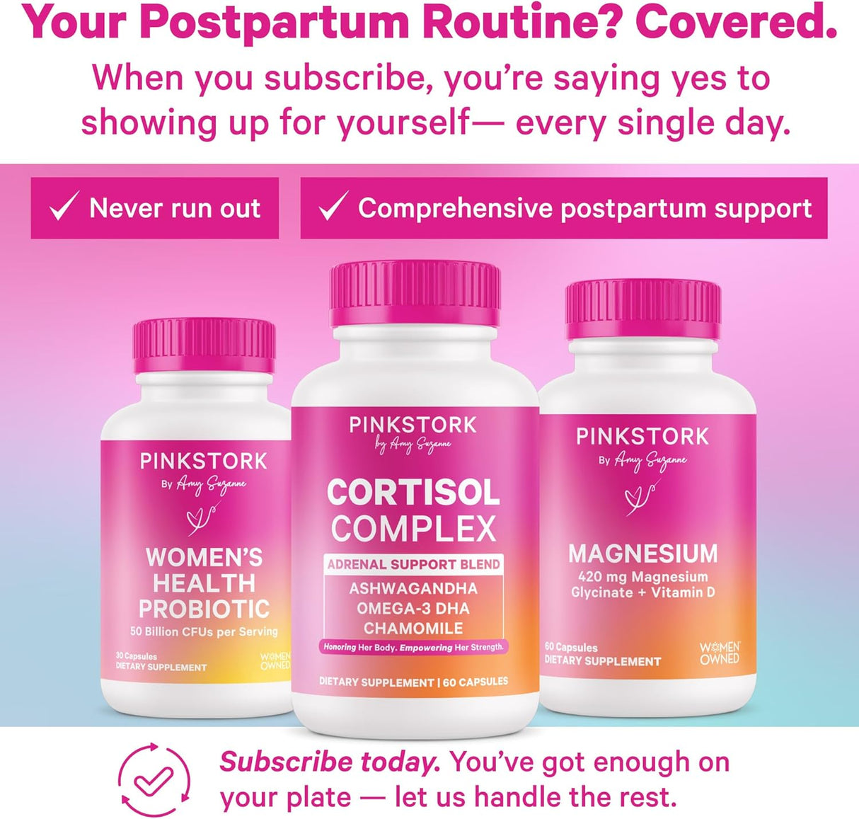 Magnesio con Vitamina D Pink Stork para Mujeres 60 caps