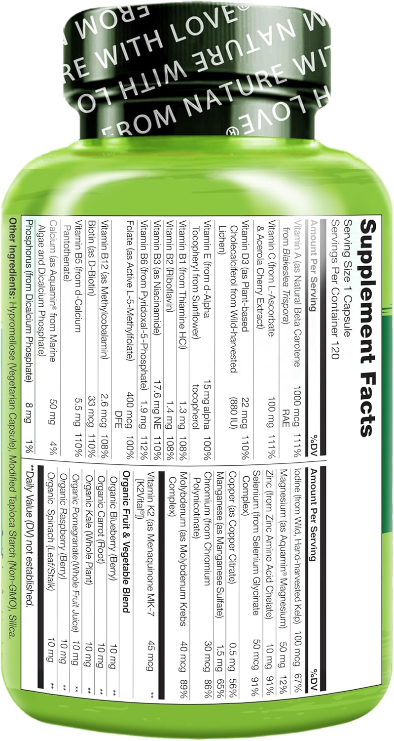 Multivitaminas para hombres NATURELO, 120 cápsulas vegetarianas