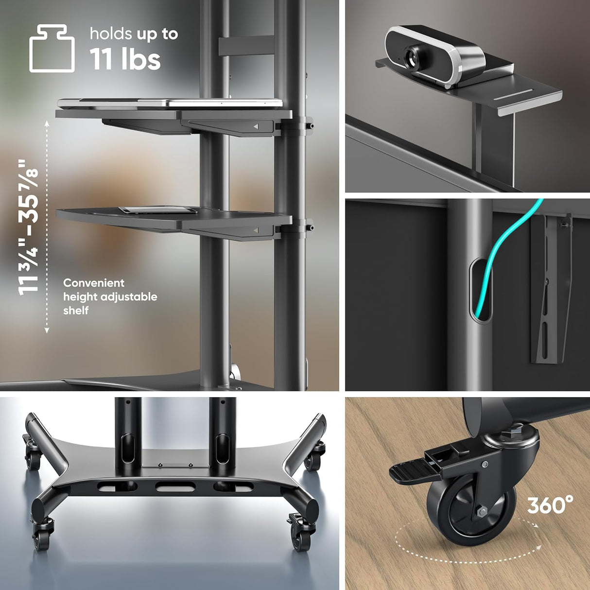 Soporte móvil para TV ONKRON, ajustable, VESA 800x500, 200 lbs