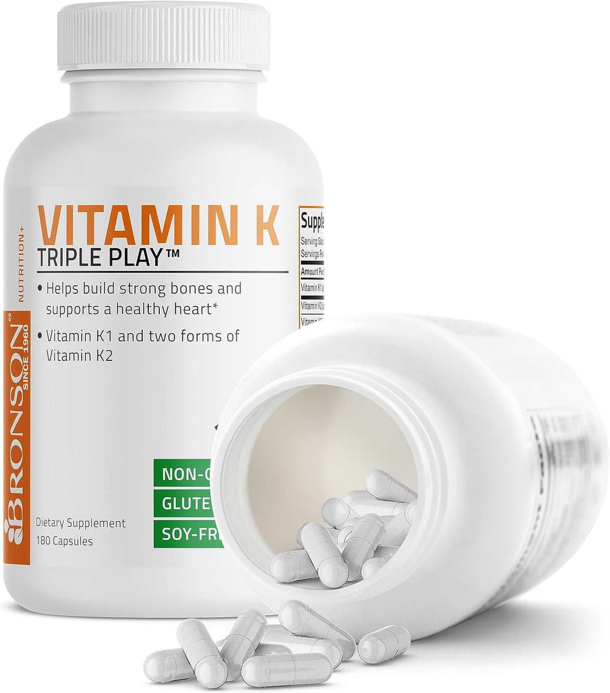 Suplemento de vitamina K2 MK7 Triple Play de Bronson