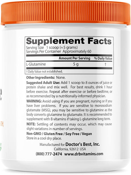DocSuplementos de L-glutamina apoya la masa muscular 300g