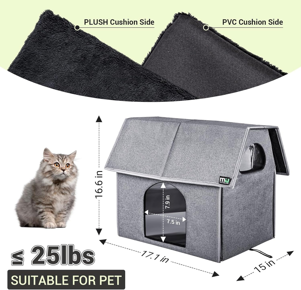 Casa para Gatos MIU Color, Aislada, Grande, 17.1 x 15 x 16.6