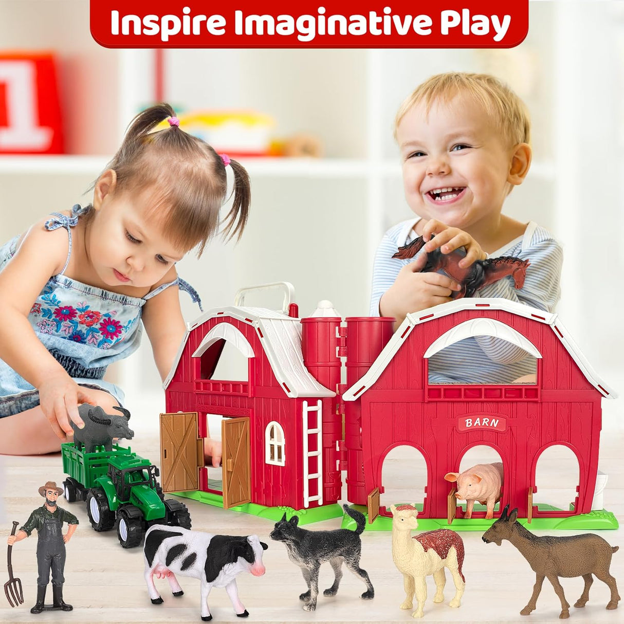 Juguetes de Animales de Granja, Set de Granja Educativo, 3-5 Años