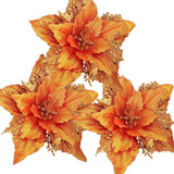 12 Pcs Flores Poinsettia Artificiales para Decoración Navideña
