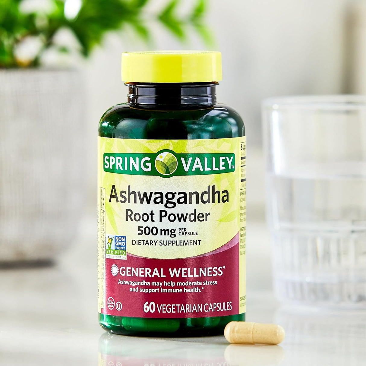 Cápsulas de Ashwagandha 500mg - Spring Valley - Polvo de raíz