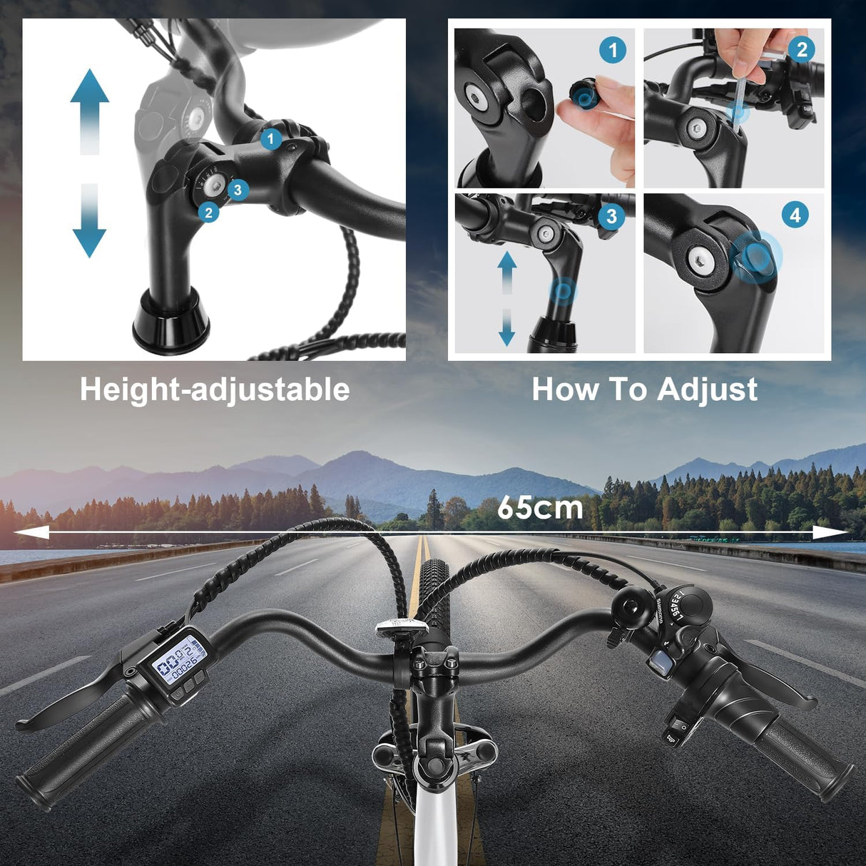 Bicicleta Eléctrica ANCHEER 48V 500Wh, 60 Millas, 7 Velocidades