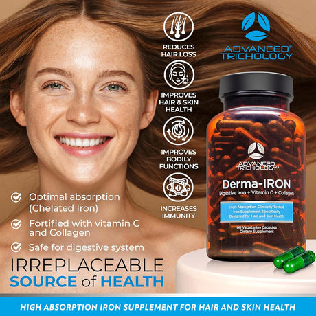 Suplemento Derma-Iron para mujeres y hombres para el cabello