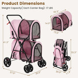Carro de Paseo Doble para Mascotas Giantex, 2 Bolsas, Plegable