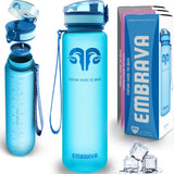 Embrava Best Sports Water Bottle - Botella de agua grande de 32 onzas, flujo rápido, tapa abatible a prueba de fugas con apertura de un clic, plástico no tóxico, sin BPA y ecológico, para hombres y mujeres