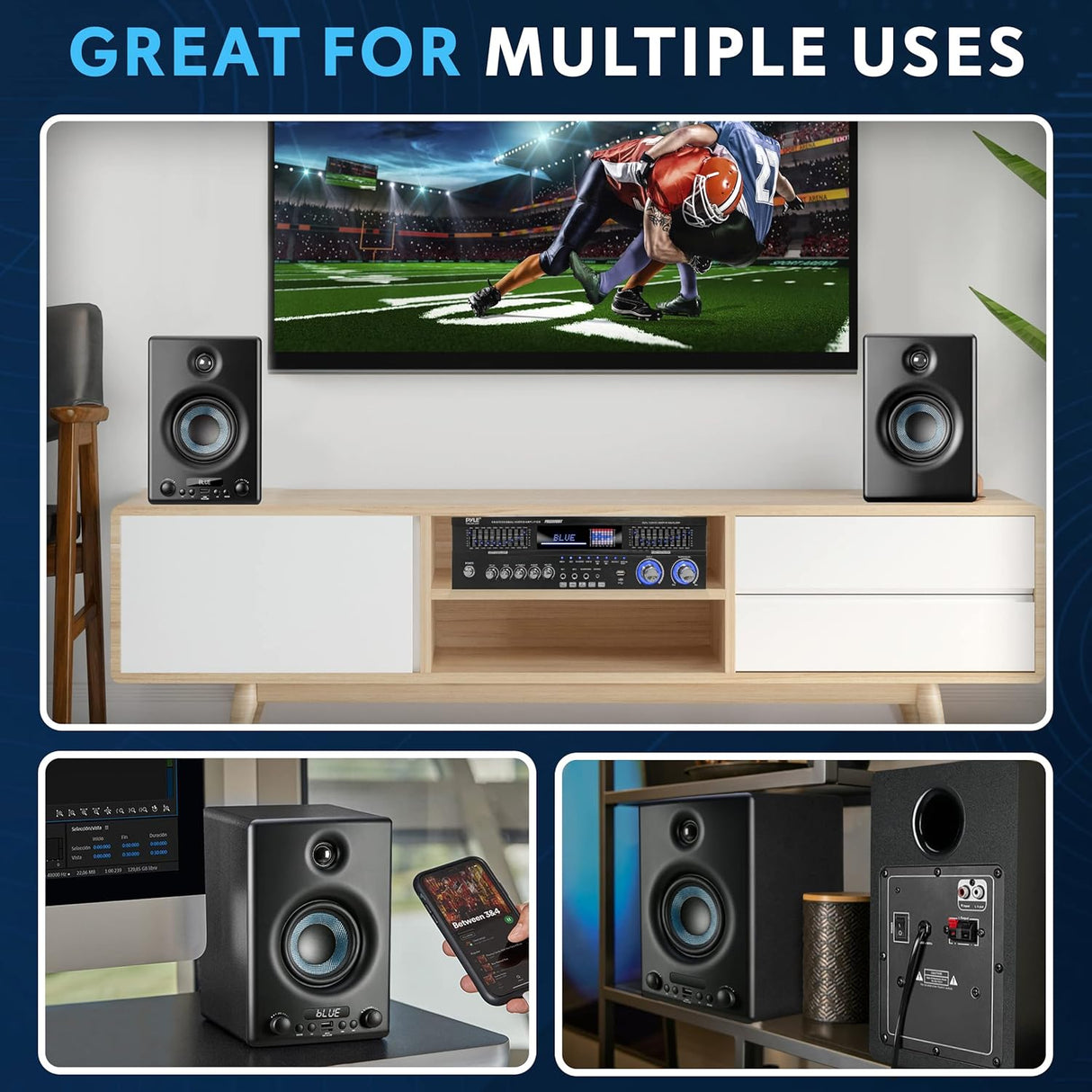 Parlantes Portátiles con Bluetooth PYLE-HOME PBKSP33BK