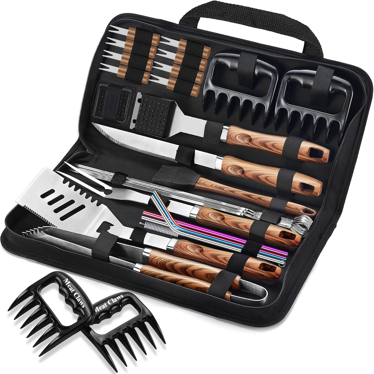 Set de herramientas BBQ 27pcs ROMANTICIST, acero inoxidable, portátil