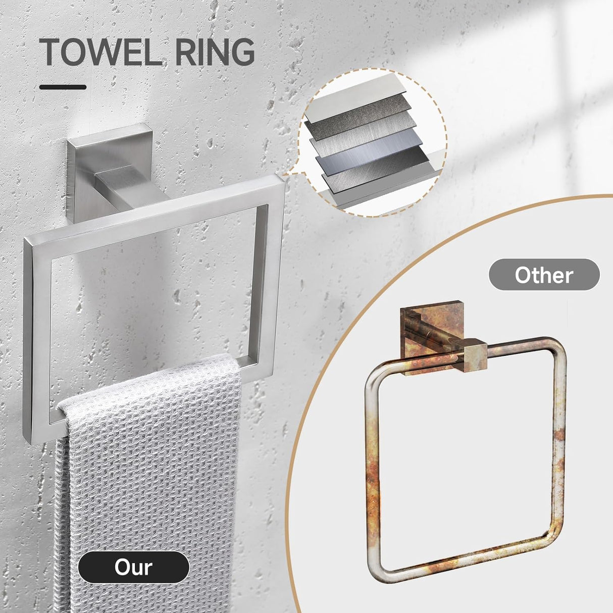 Juego de Accesorios de Baño Montados en Pared SUS304 5 Piezas