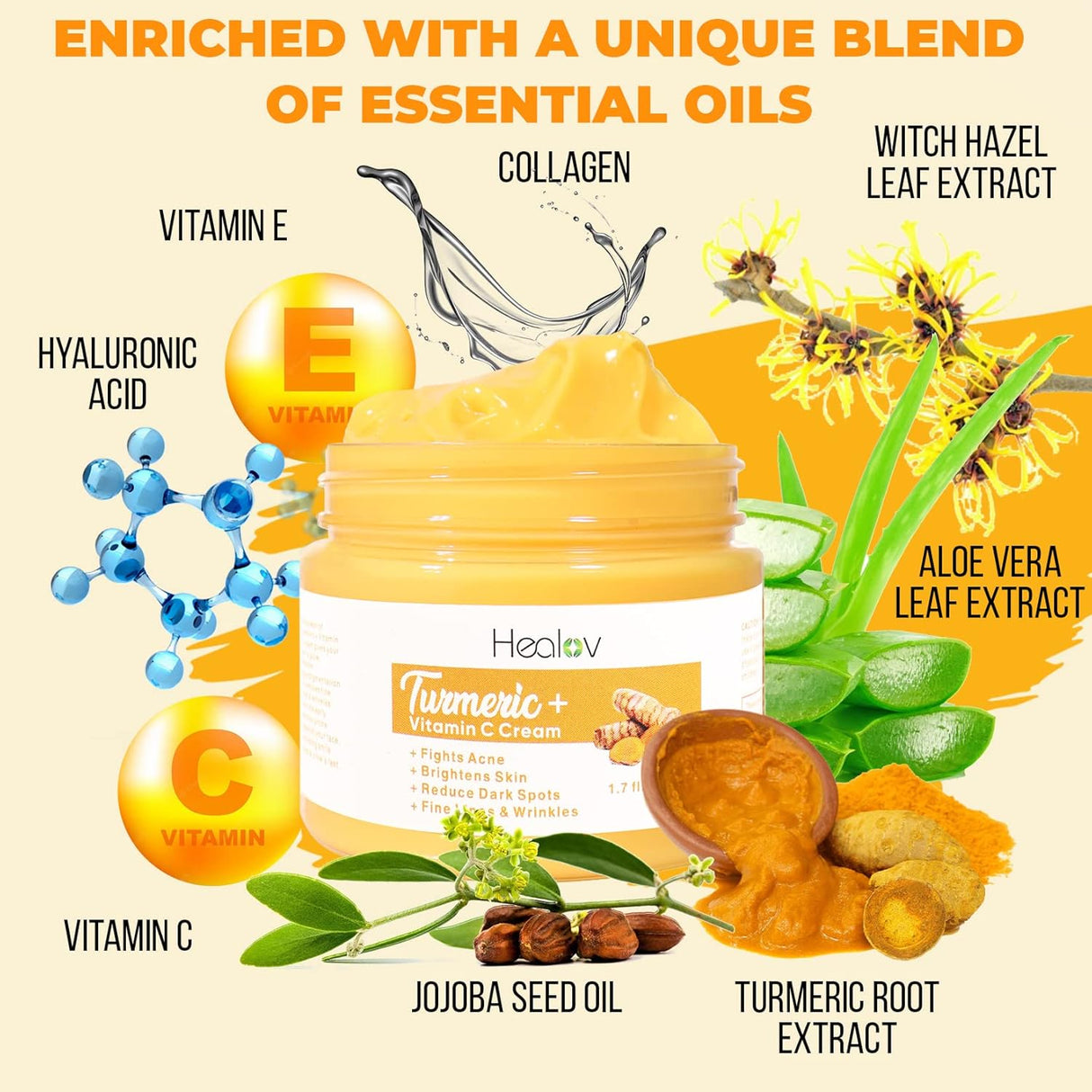 Crema facial de cúrcuma para rostro y cuerpo Herblov