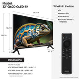 Televisor QLED 4K 32 Samsung con HDR, Smart TV, QN32Q60D