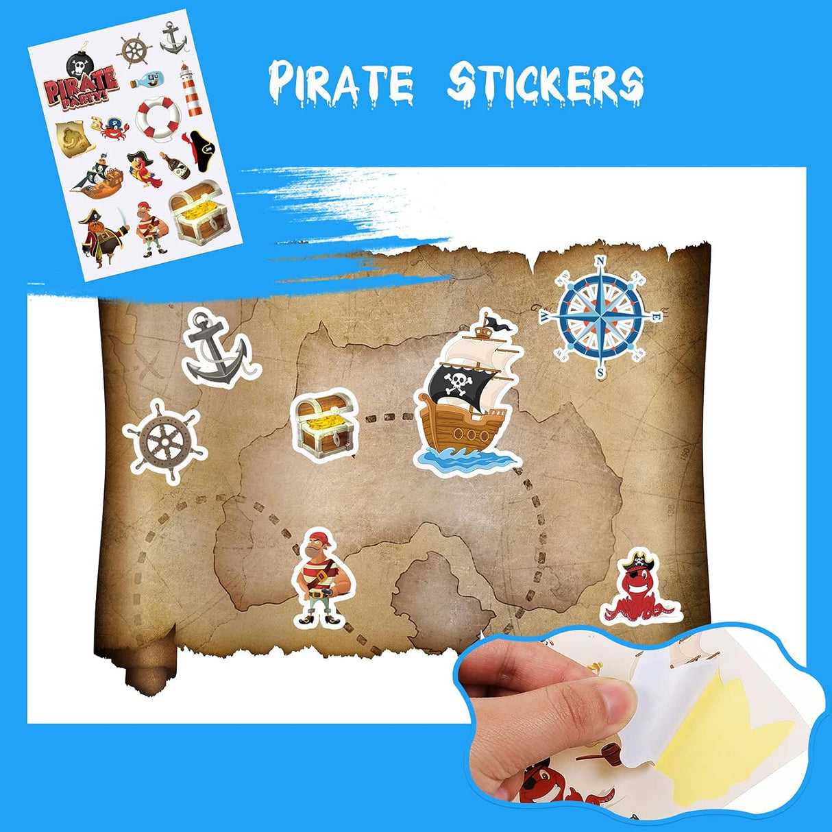 10 Hojas de Stickers de Piratas - Adhesivos para Fiestas