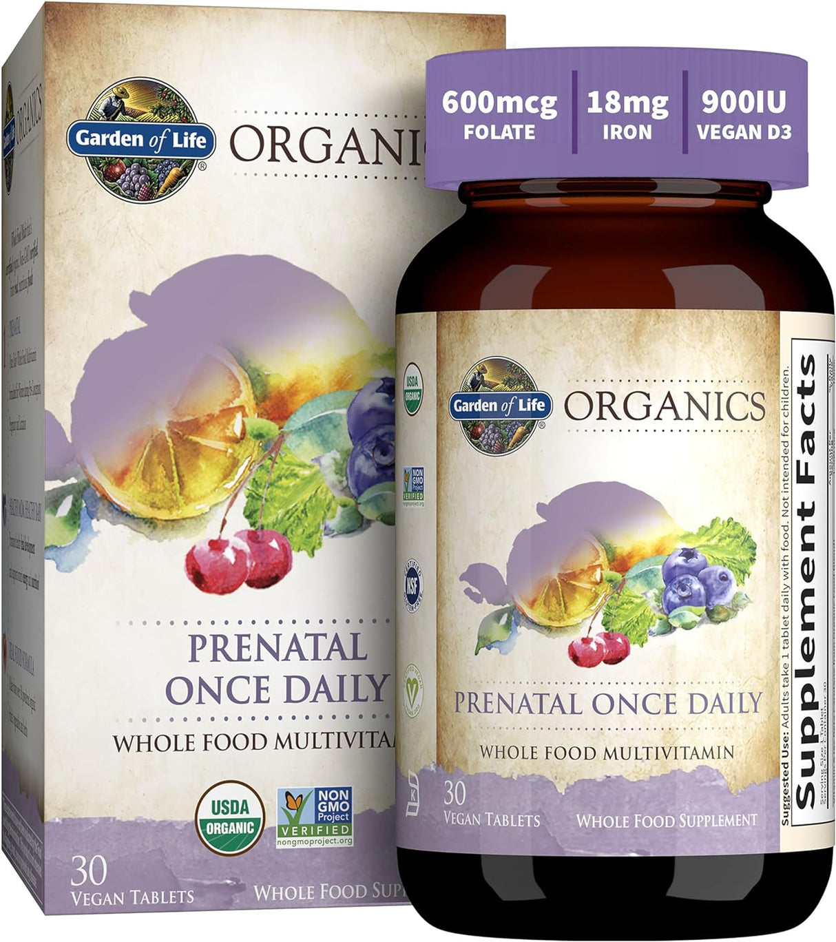 Suplemento Garden of Life mykind Organics prenatales 30 und