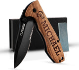 Cchillo de bolsillo de madera de roble grabado personalizado
