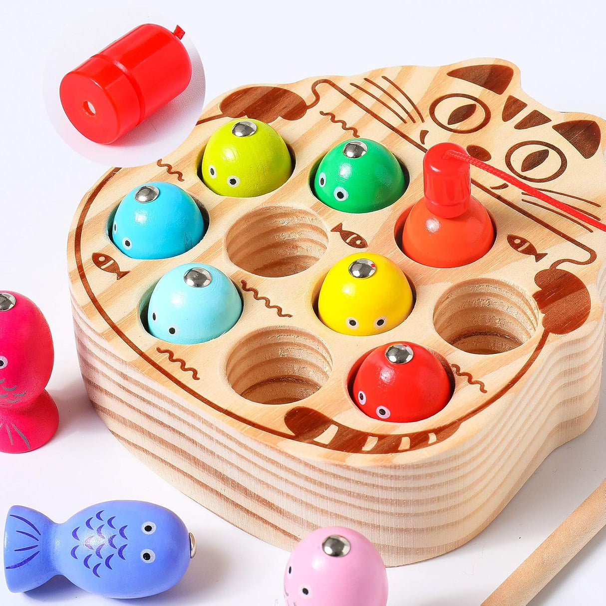 Juego de Pesca Magnético Montessori, Habilidades Motoras, 1-3 Años