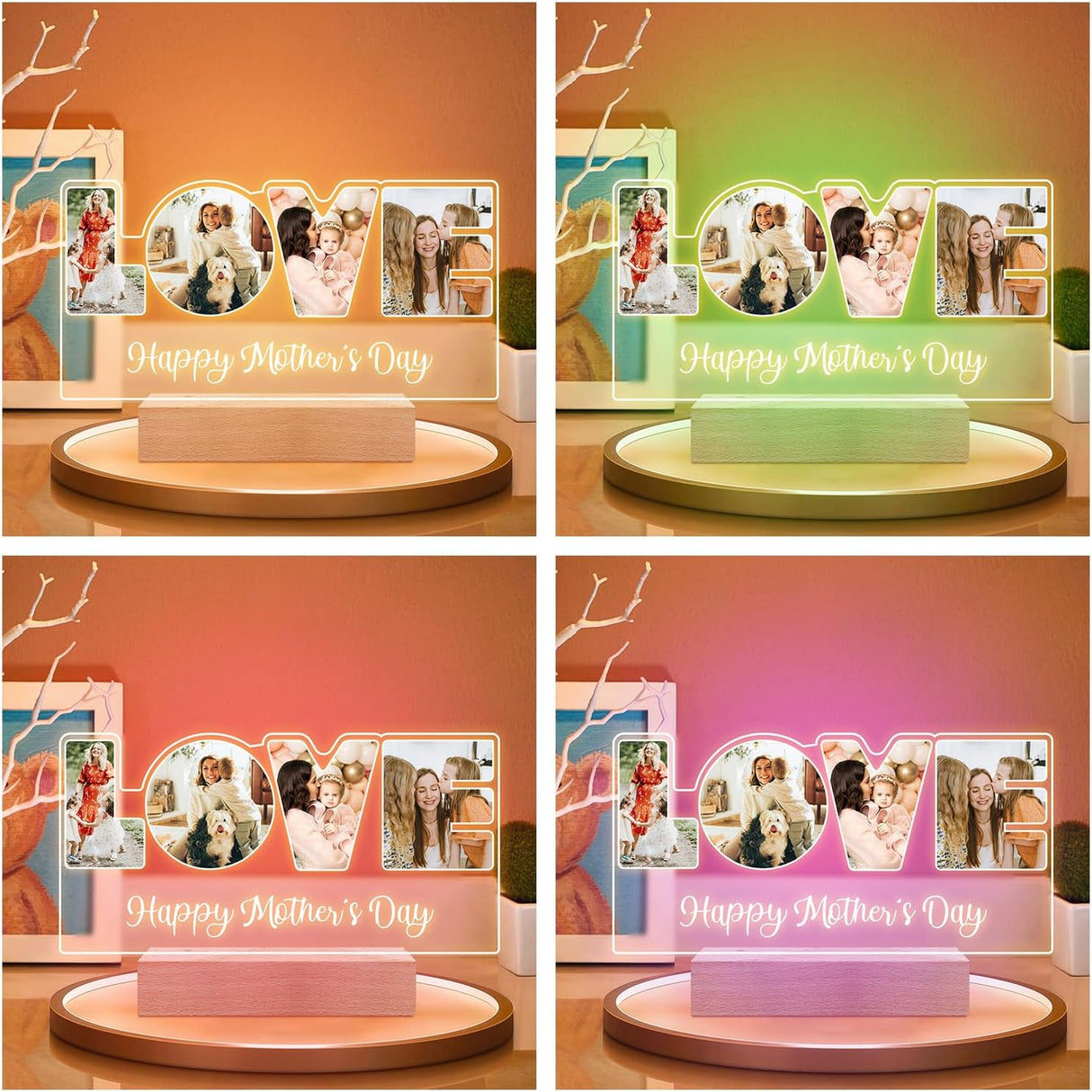 marcos de fotos personalizados con luz nocturna