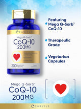 Carlyle CoQ10 200mg | 200 Cápsulas | Vegano, Sin GMO, Sin Gluten