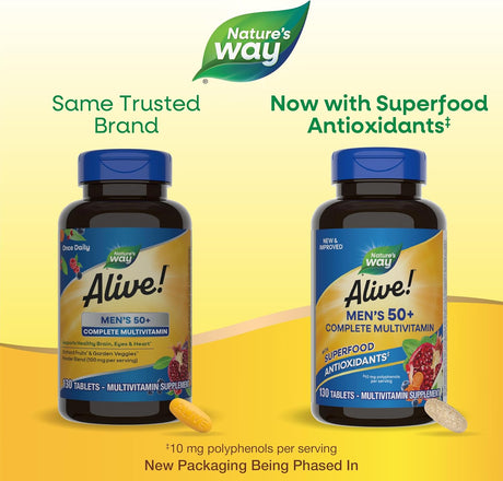 Multivitamínico Hombre 50+ Nature’s Way Alive! 130 tabletas