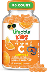 Vitamin C Gummies Kids | Lifeable | 250mg, Vegan, GMO-Free, Chewable | 90u