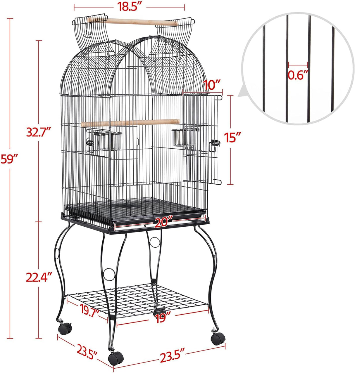 Yaheetech Jaula para pájaros de 59 pulgadas con tapa abierta